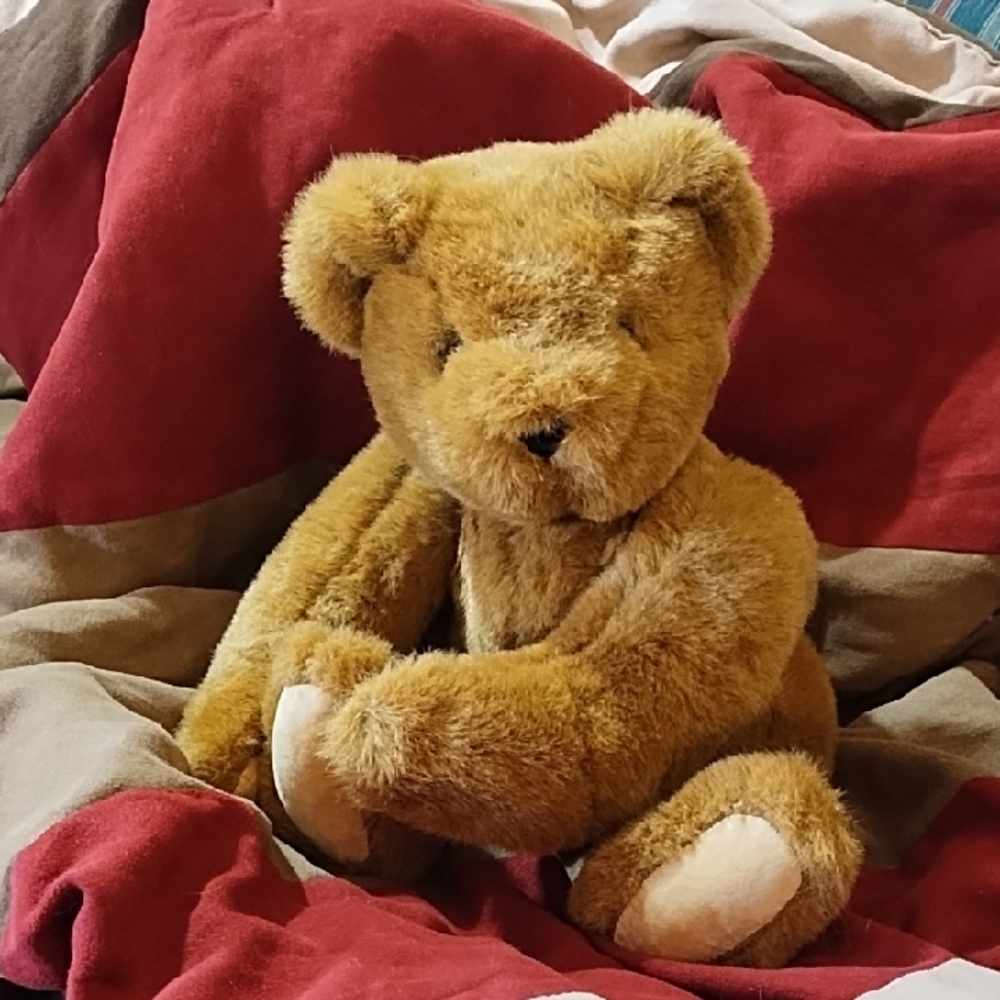 Vermont Teddy Bear Plush Jointed Tan Brown